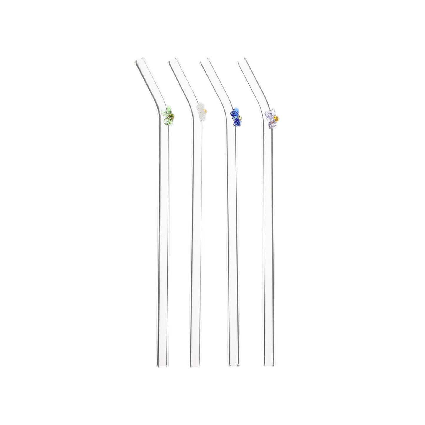 Glass drinking straw with flower