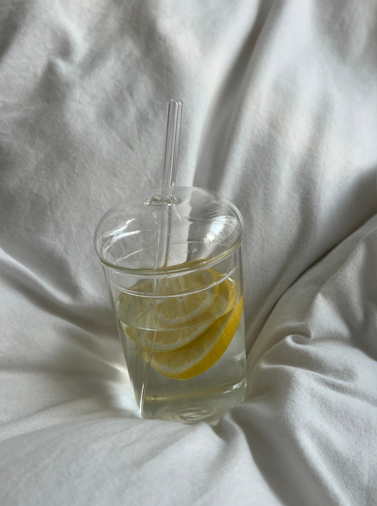 Glasbecher mit Deckel und Trinkhalm | 500ml