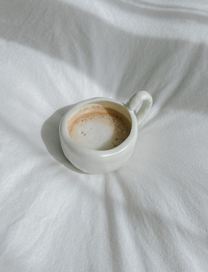 Creamy Dream Cup | Textured ceramic mug with handle in cream | 350ml