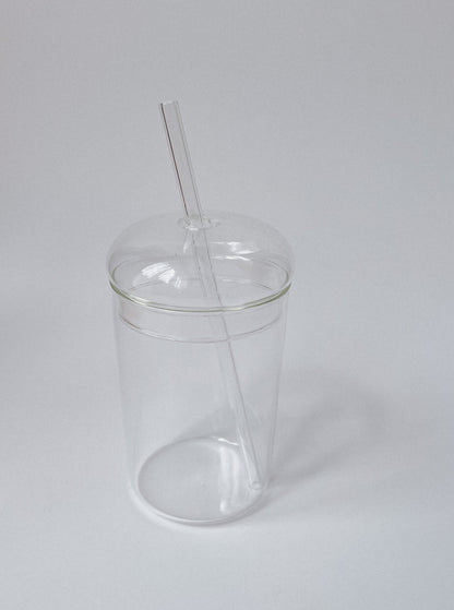 Glass cup with lid and drinking straw | 500ml