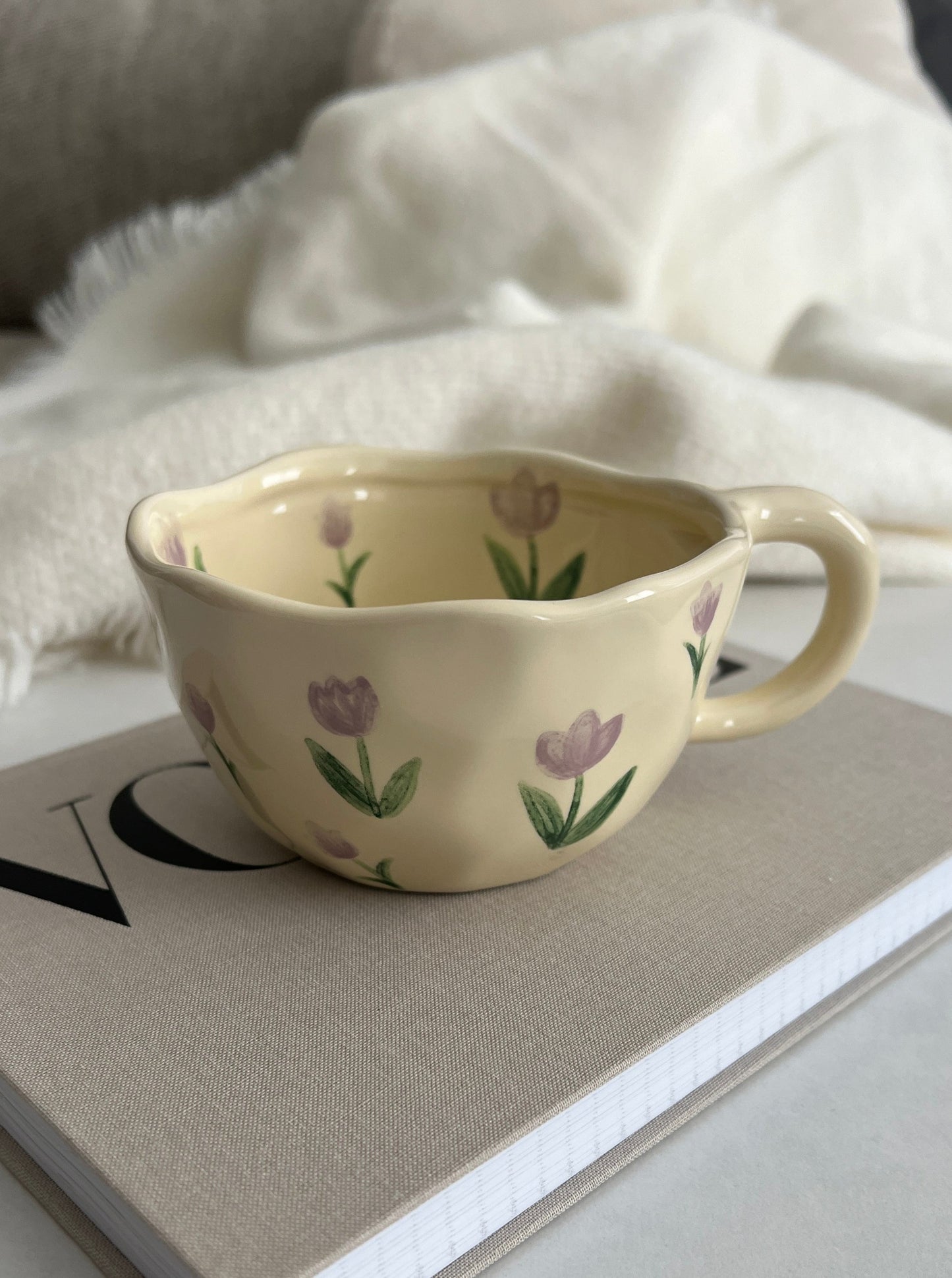 Lavender Blooms Mug | Ceramic cup with tulips | 250ml