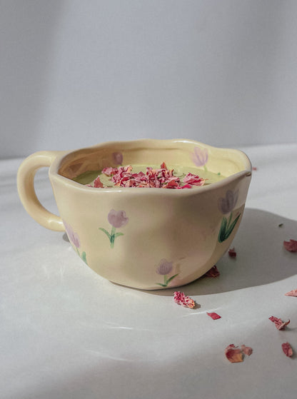 Lavender Blooms Mug | Ceramic cup with tulips | 250ml