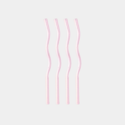 Wavy Trinkhalme aus Glas | 4er Set