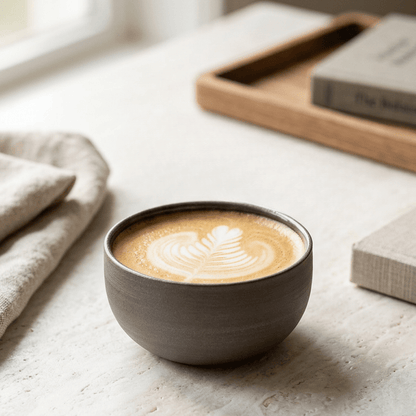 KUMO Flat White Tasse grau/schwarz