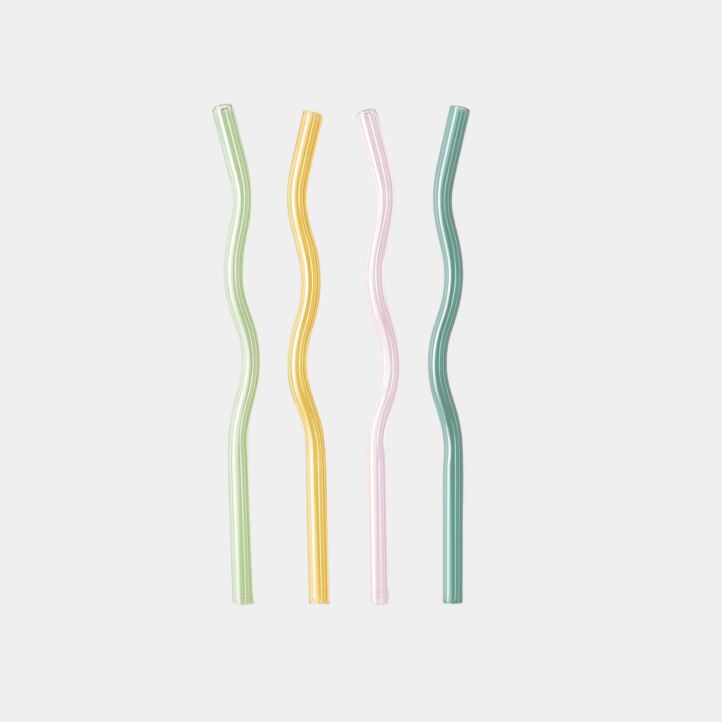 Wavy Glass Straws | Set of 4 | Colorful 