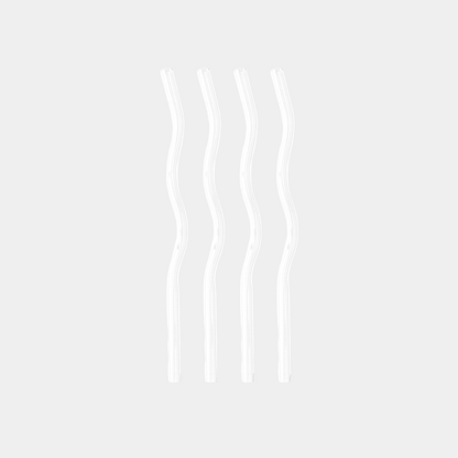 Wavy Trinkhalme aus Glas | 4er Set